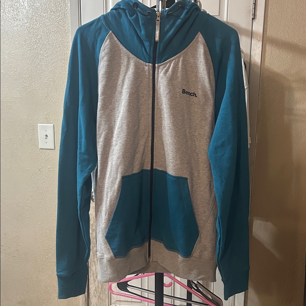 Bench Men's Blue and Gray Zip-Up Sweater